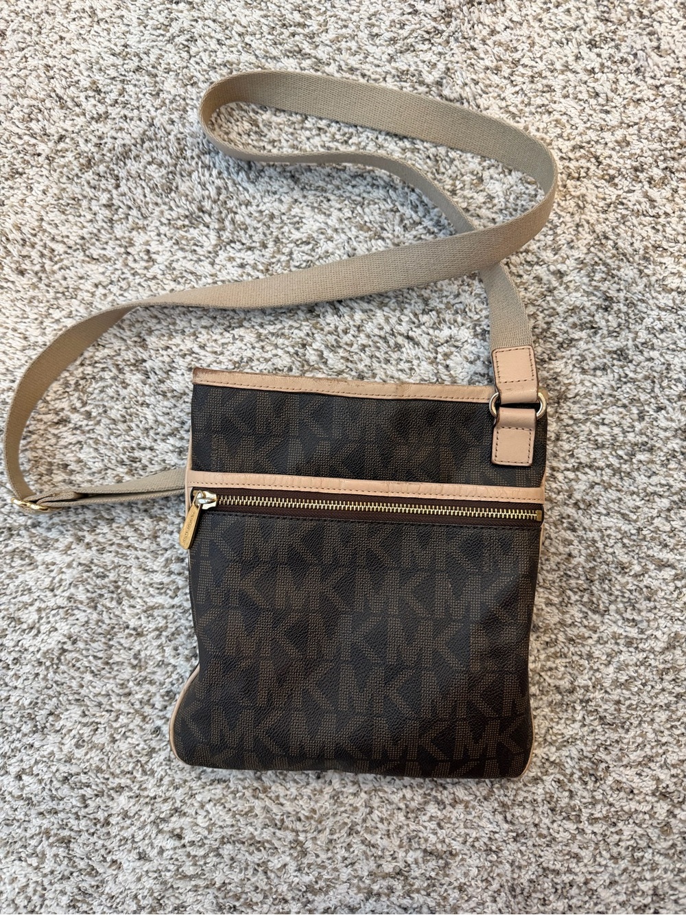 Michael Kors Brown and Tan Signature Crossbody Bag